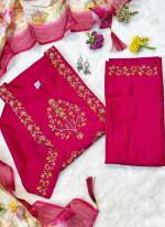 Pure Muslin Hot Pink Festival Wear Hand Work Readymade 3 Pcs Kurti 